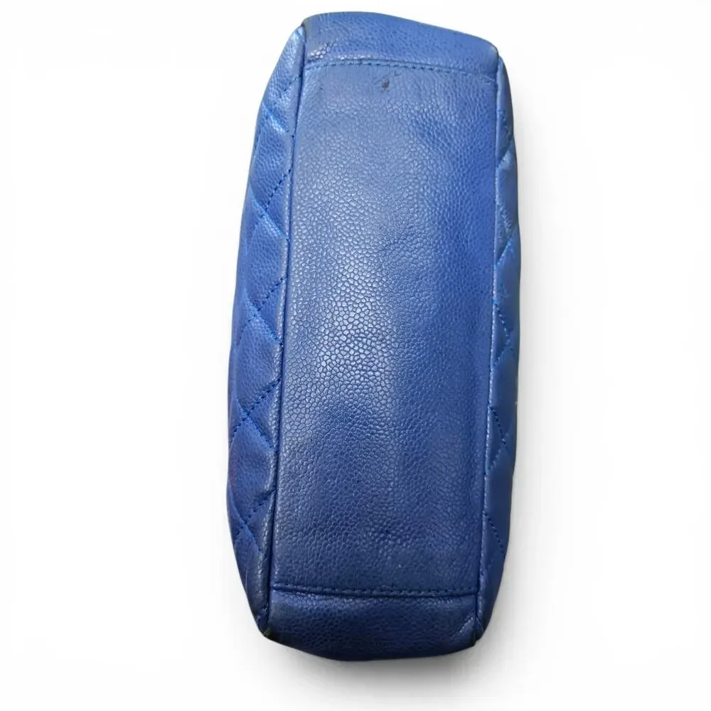 Vintage Chanel Caviar Petite Shopping Tote Blue Quilted